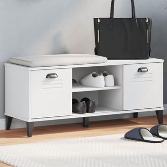 vidaXL Vidaxl - Banco Zapatero Viken Madera De Ingenier&iacute;a Blanco 106x35x45 Cm