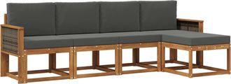 vidaXL Conjunto De Sof&aacute;s De Exterior 5 Uds. Natural Y Antracita Vidaxl