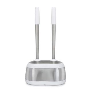 Polder Stainless-Steel Dual Bath Caddy with Toilet Brush and Plunger