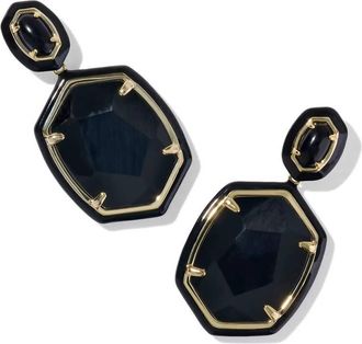 Kendra Scott Womens Daphne Enamel Frame Drop Earrings In Black Agate
