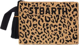 MC2 Saint Barth Leopard Print Clutch Bag with Beaded Detailing