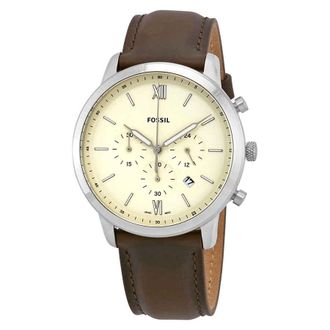Fossil Neutra Chronograph Cream Dial Brown Leather Mens Watch FS5380