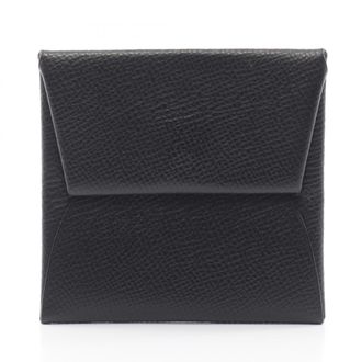 Herm&egrave;s Black Green Epsom Leather Coin Purse/Coin Case (Pre-Owned)
