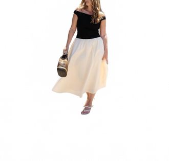 Elodie Simone Midi Dress In Black & Ecru