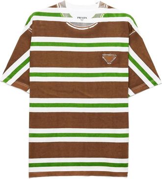 Prada Striped Logo-patch T-shirt