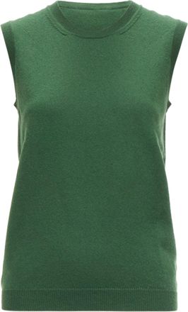 Jil Sander cashmere forest crew neck sleeveless sweater vest