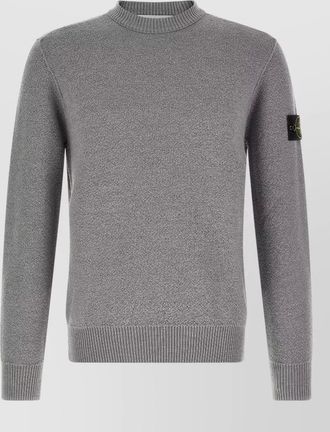 Stone Island virgin wool textured knit crew neck sweater