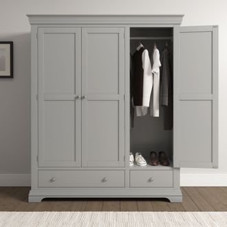 Seconique Bordeaux 3 Door Wardrobe (Part Assembled) in Light Grey
