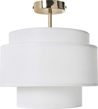 Beliani Pendant Lamp Off-White Metal Base Layered Fabric Shade Modern Style Living Room Dining Room LUKAGO