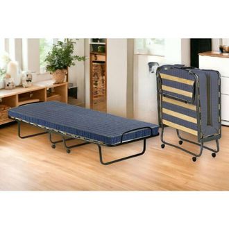 Talamo Italia Cama Plegable Ada, Cama Plegable Con Somier De 12 L&aacute;minas, Colch&oacute;n Incluido, Cama Que Ahorra Espacio, 100% Made In Italy, 80x190h37 Cm, Funda Protecto