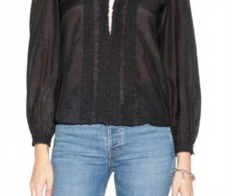 Re/Done Tate Long Sleeve Blouse In Black