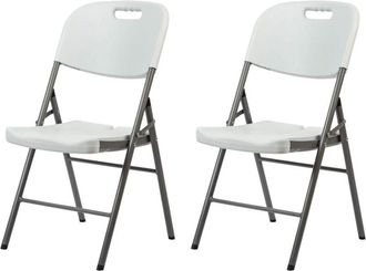 Mobili Rebecca Mobili Rebecca - Sillas de Exterior Rebecca Mobili Quiver 88x45x50 Plástico Acero Blanco Gris Moderno set 2 piezas Mo