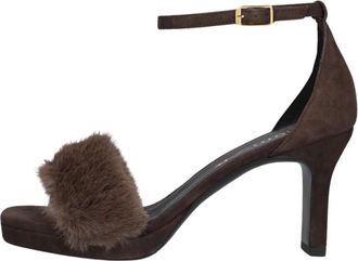 Unisa Dames Sandalen met Hoge Hak - Dames - Sandalen met hakken - Bruin - 39 EU - Su&egrave;de - Schoenen