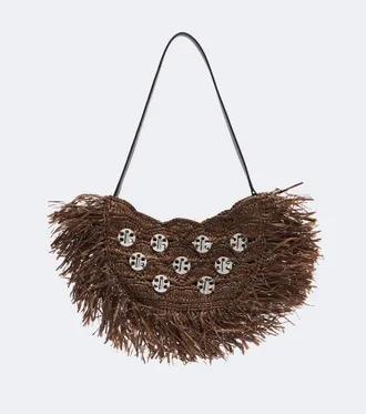Paco Rabanne Sac A Main fringed raffia top-handle bag
