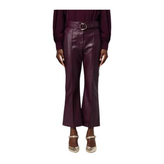 Liu Jo Cropped Trousers, female, Purple, XS, Faux Leather Flared Trousers