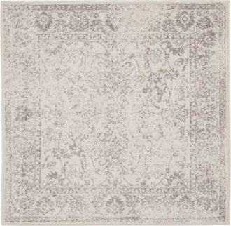 Safavieh Alfombra vintage de polipropileno blanco/plata, 152 x 152 cm