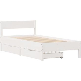 vidaXL Estructura De Cama Sin Colch&oacute;n Madera Maciza Blanca 75x190 Cm Vidaxl