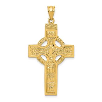 Diamond2Deal 14k Yellow Gold Celtic Cross Pendant
