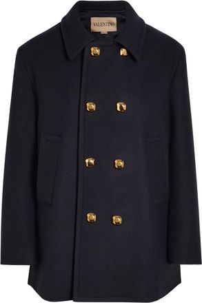 Valentino Garavani Double-breasted Wool Peacoat - Navy - 52 (IT52 / XL)