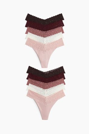 H&M 10er-Pack Tangas aus Spitze - Pink