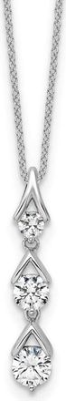 Diamond2Deal 14k Gold 1 Ct Lab Grown Diamond Three Stone Pendant Necklace 18 Clarity VS, Color D-E
