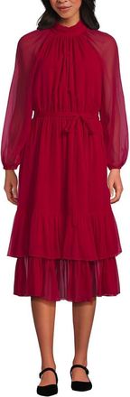 Lands End Crinkle Chiffon Ruffle Dress in Rich Red at Nordstrom, Size X-Large