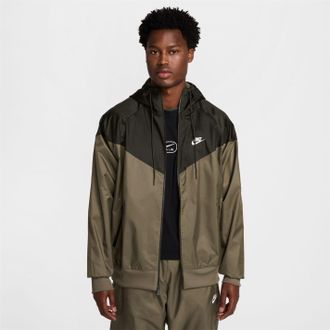 Nike Mens Windrunner Hooded Jacket in Olive/Black - Size Small