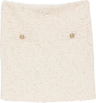 Balmain Gonna Corta in Tweed - - Skirts - Donna - Beige - S