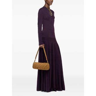 Paco Rabanne Wool-Knit Floor-Length Skirt - Purple