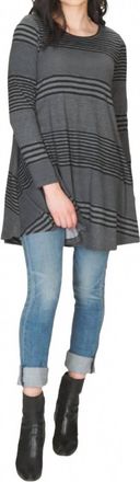 Papillon Multi Stripe A-Line Tunic With Pockets In Black