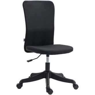 HOMCOM Homcom - Silla De Escritorio Sin Brazos Silla De Oficina Giratoria Tapizado En Lino Sint&eacute;tico Con Altura Ajustable Para Estudio Carga 120 Kg Azul Clar