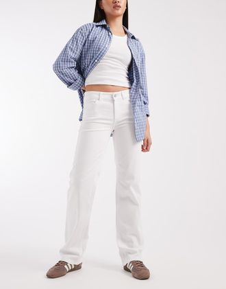 Only Blush - Jeans dritti bianchi a vita medio alta-Bianco