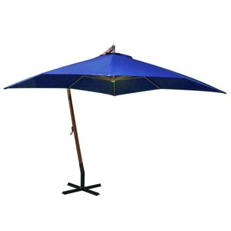 Berkfield Home Hanging Parasol with Pole Azure Blue 3x3 m Solid Fir Wood