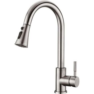 OEM Grifo De Cocina - Grifo Mezclador Giratorio De 360&deg; Con Rociador Extra&iacute;ble, Xu, Grifo De Fregadero De Acero Inoxidable (n&iacute;quel Cepillado) --crezuo