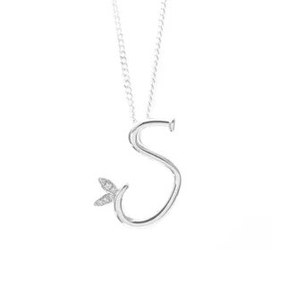 Say It With Winged Diamond Initial Necklace - Sterling Silver - S/18 | Size: 18 inches