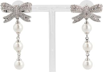 Self Portrait Silver Bow-Design Drop Earrings