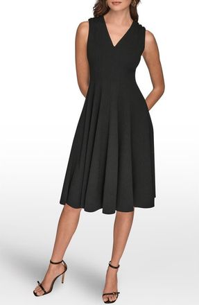 DKNY Sleeveless Fit & Flare Dress in Black at Nordstrom, Size 12