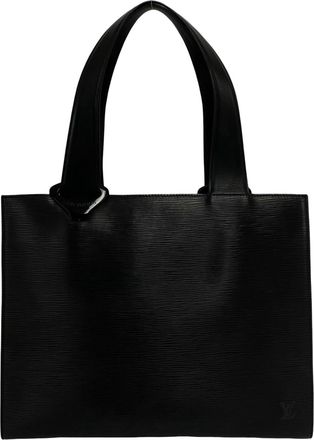 Louis Vuitton Black Leather Shoulder Bag Tote Bag (Pre-Owned)