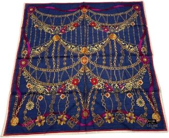 Celine Pre-owned Scarves, female, Blue, Size: ONE SIZE Pre-owned Vintage Silk Scarf