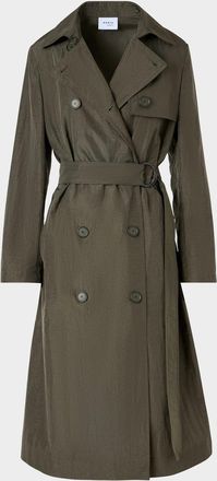 Akris Double-Breasted Crinkled Parachute Taffeta Belted Trench Coat
