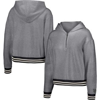 Lusso Womens Lusso Gray San Diego Padres Magnolia Tri-Blend Quarter-Zip Hoodie at Nordstrom, Size Xx-Large
