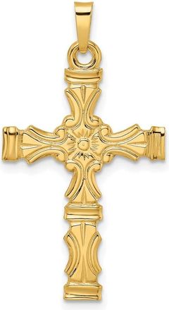 Diamond2Deal 14k Yellow Gold Polished Solid Fancy Design Cross Pendant