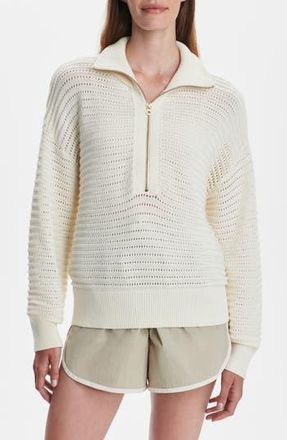 Varley Tara Pointelle Half Zip Sweater in Egret at Nordstrom Rack, Size Medium