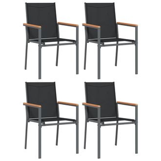 vidaXL Vidaxl - Sillas De Jard&iacute;n 4 Uds Textilene Y Acero Negro 55x61,5x90 Cm
