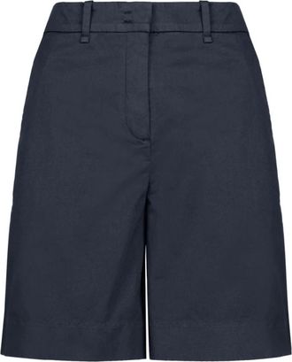 Bomboogie Katoen satijnen bermuda shorts - Dames - Korte Broeken - Blauw - XL - Katoen - Korte Broeken