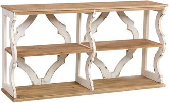 Wanderlust Deco Estanter&iacute;a de madera marr&oacute;n y blanca de 3 baldas 163x42x85h cm