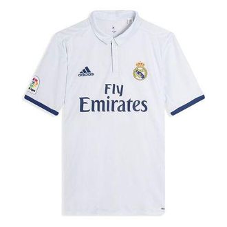 adidas real Madrid 16-17 Season Fan Edition Home Alphabet Logo Stripe Sports Soccer/Football Short Sleeve Jersey White S94992