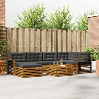 vidaXL Vidaxl Set Di Divani Da Esterno 7 Pz Naturale E Antracite