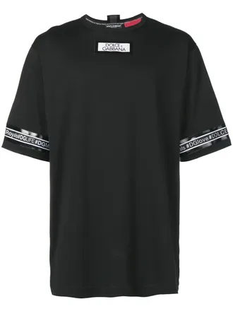 Dolce & Gabbana T-shirt met logo streep - Zwart