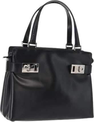 Ferragamo Pre-owned Handbags, female, Black, Size: ONE SIZE Pre-owned Leather Handbag
